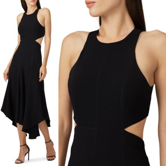Cinq A Sept Women's Black Sleeveless Belladonna Cutout Midi Dress Size 4 - Picture 2 of 4